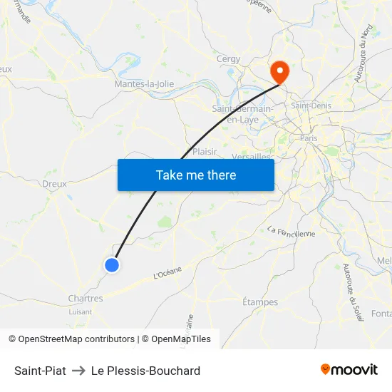 Saint-Piat to Le Plessis-Bouchard map