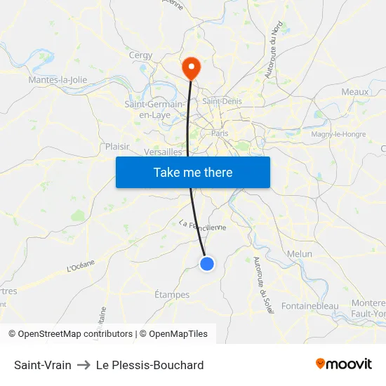 Saint-Vrain to Le Plessis-Bouchard map