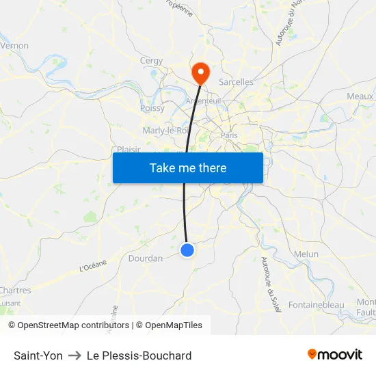 Saint-Yon to Le Plessis-Bouchard map