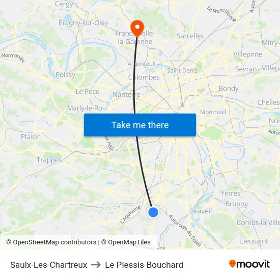 Saulx-Les-Chartreux to Le Plessis-Bouchard map