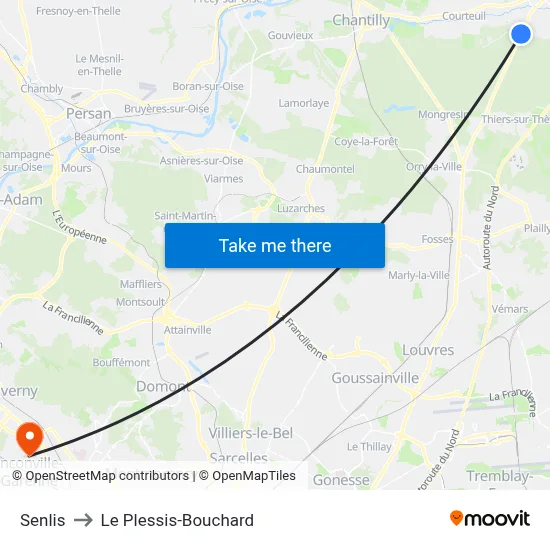 Senlis to Le Plessis-Bouchard map