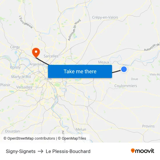Signy-Signets to Le Plessis-Bouchard map