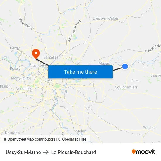 Ussy-Sur-Marne to Le Plessis-Bouchard map