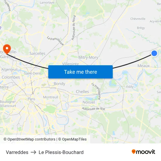 Varreddes to Le Plessis-Bouchard map