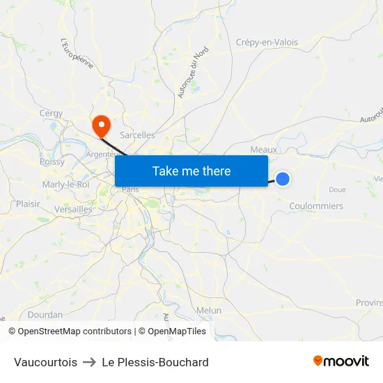 Vaucourtois to Le Plessis-Bouchard map