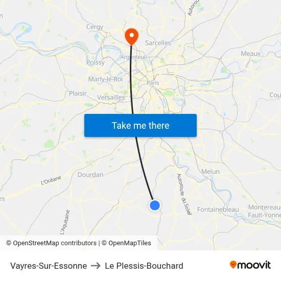Vayres-Sur-Essonne to Le Plessis-Bouchard map