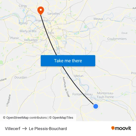 Villecerf to Le Plessis-Bouchard map