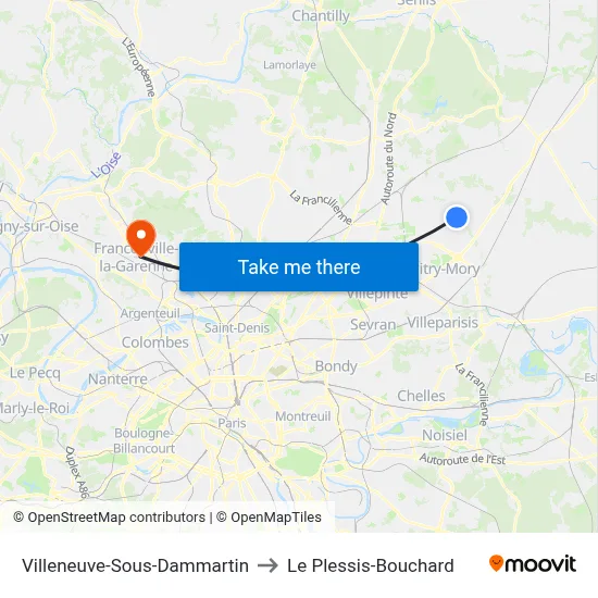 Villeneuve-Sous-Dammartin to Le Plessis-Bouchard map