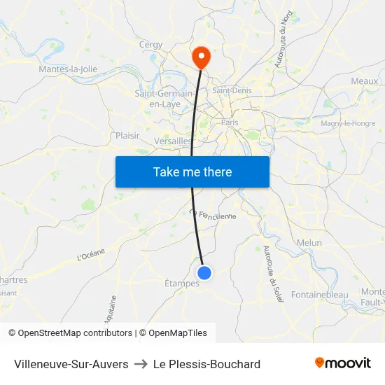Villeneuve-Sur-Auvers to Le Plessis-Bouchard map