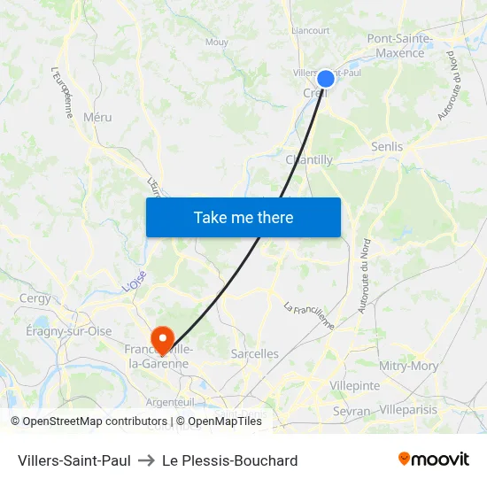 Villers-Saint-Paul to Le Plessis-Bouchard map
