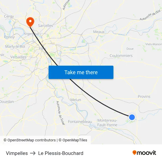 Vimpelles to Le Plessis-Bouchard map