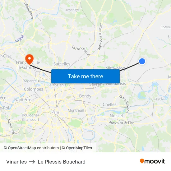 Vinantes to Le Plessis-Bouchard map