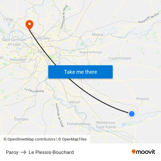 Paroy to Le Plessis-Bouchard map