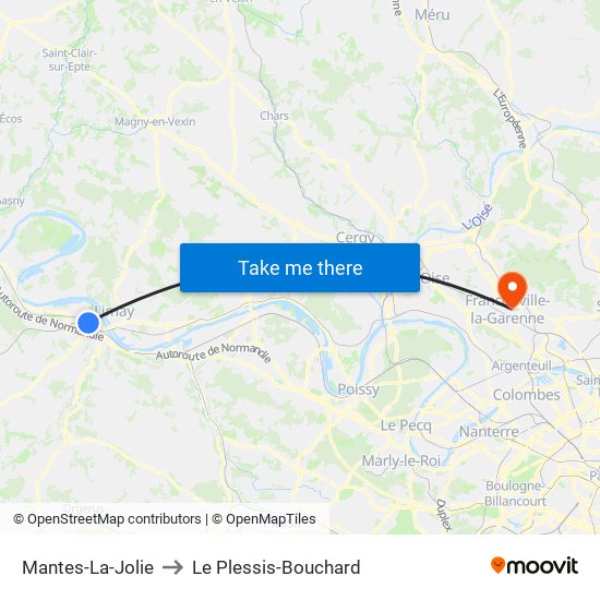 Mantes-La-Jolie to Le Plessis-Bouchard map