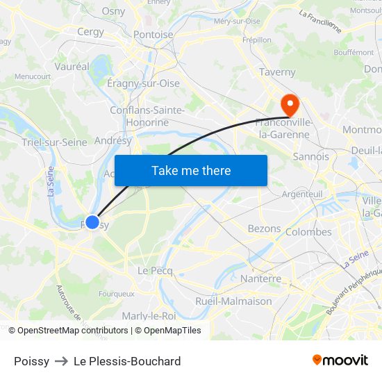 Poissy to Le Plessis-Bouchard map