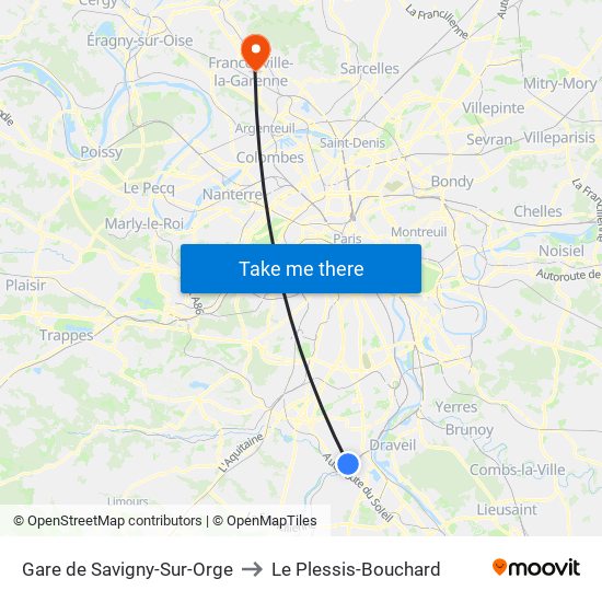 Gare de Savigny-Sur-Orge to Le Plessis-Bouchard map