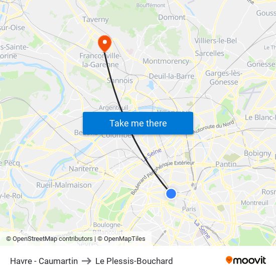 Havre - Caumartin to Le Plessis-Bouchard map