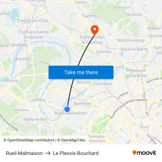 Rueil-Malmaison to Le Plessis-Bouchard map