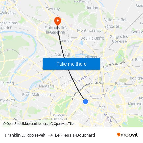 Franklin D. Roosevelt to Le Plessis-Bouchard map