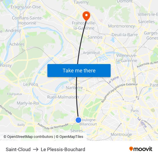 Saint-Cloud to Le Plessis-Bouchard map