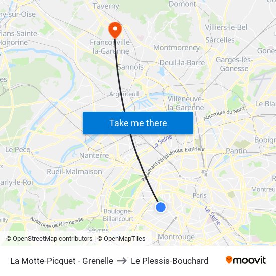 La Motte-Picquet - Grenelle to Le Plessis-Bouchard map