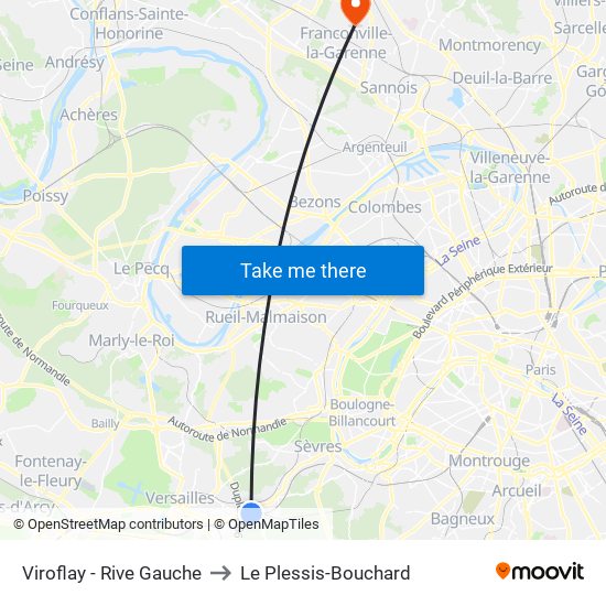 Viroflay - Rive Gauche to Le Plessis-Bouchard map