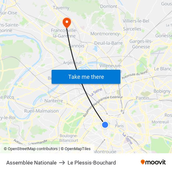 Assemblée Nationale to Le Plessis-Bouchard map