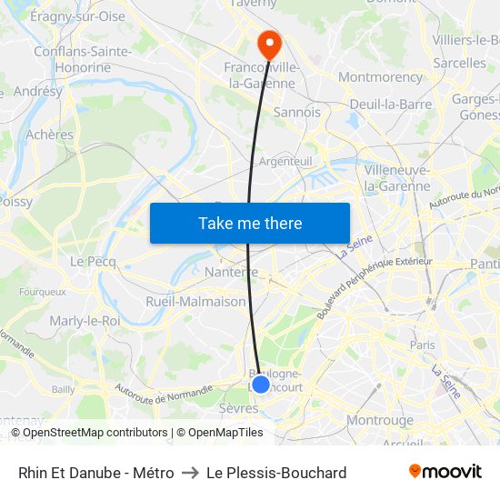 Rhin Et Danube - Métro to Le Plessis-Bouchard map