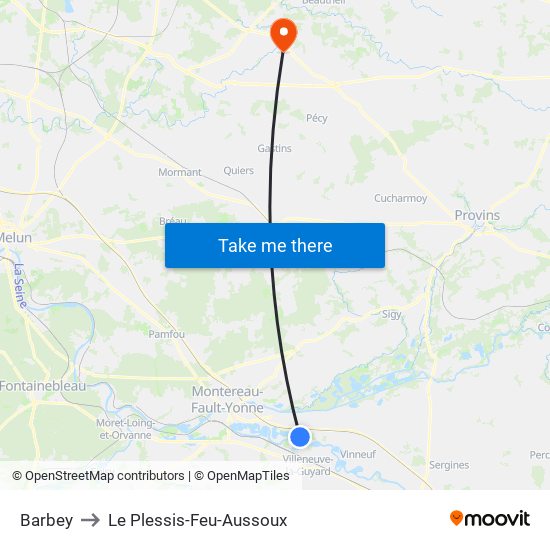Barbey to Le Plessis-Feu-Aussoux map