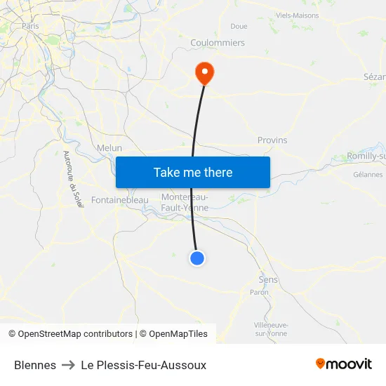 Blennes to Le Plessis-Feu-Aussoux map