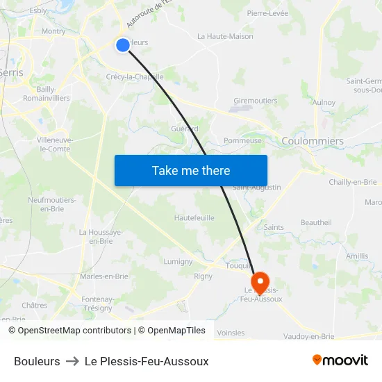 Bouleurs to Le Plessis-Feu-Aussoux map