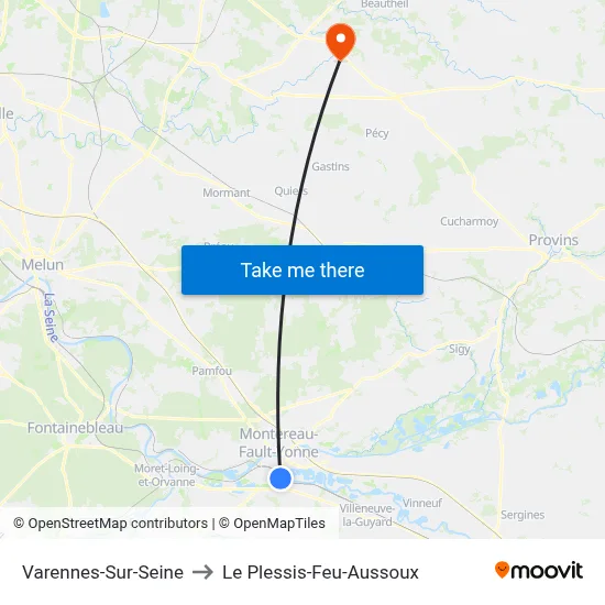 Varennes-Sur-Seine to Le Plessis-Feu-Aussoux map