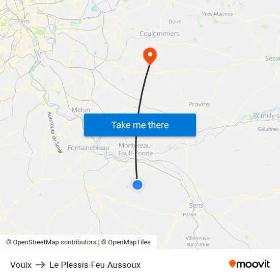 Voulx to Le Plessis-Feu-Aussoux map