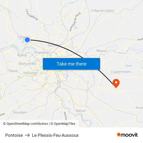 Pontoise to Le Plessis-Feu-Aussoux map