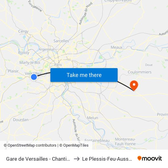 Gare de Versailles - Chantiers to Le Plessis-Feu-Aussoux map