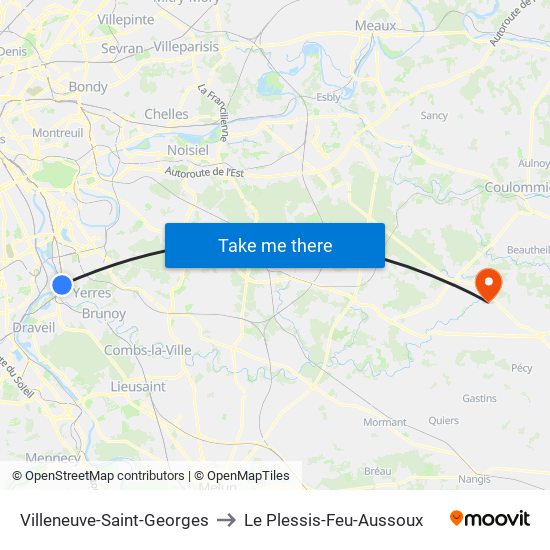 Villeneuve-Saint-Georges to Le Plessis-Feu-Aussoux map