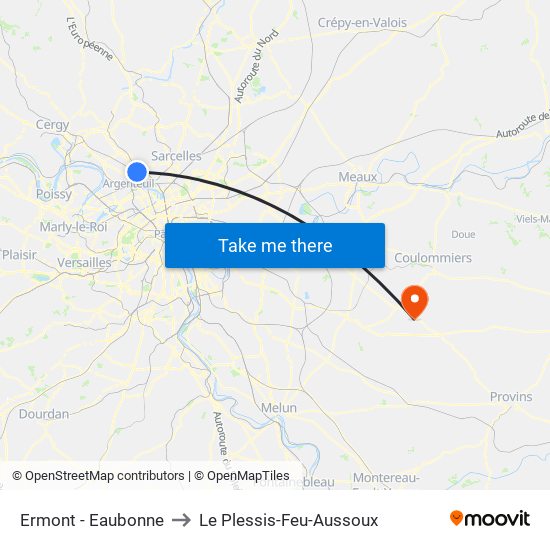 Ermont - Eaubonne to Le Plessis-Feu-Aussoux map