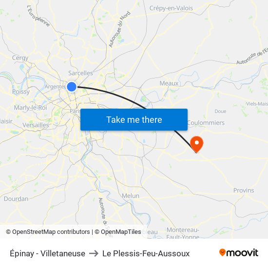 Épinay - Villetaneuse to Le Plessis-Feu-Aussoux map