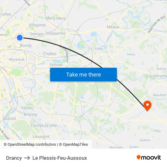Drancy to Le Plessis-Feu-Aussoux map