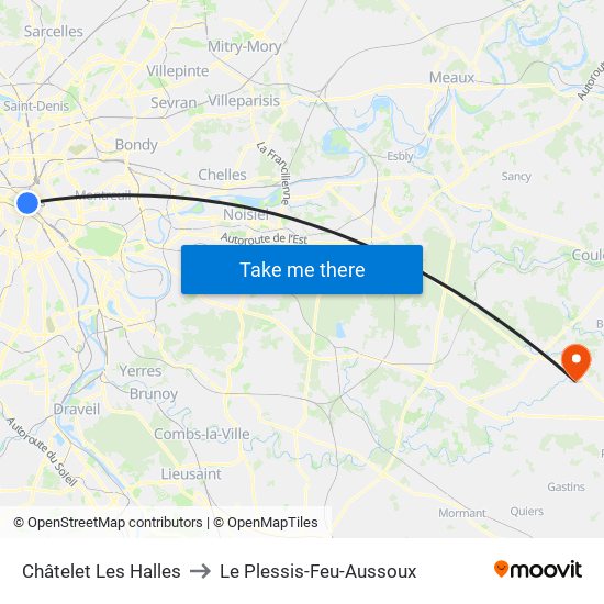 Châtelet Les Halles to Le Plessis-Feu-Aussoux map