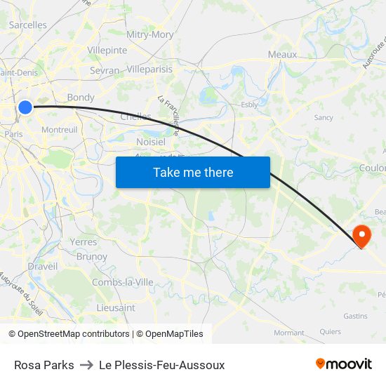 Rosa Parks to Le Plessis-Feu-Aussoux map