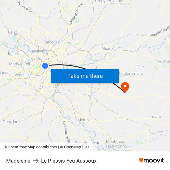 Madeleine to Le Plessis-Feu-Aussoux map