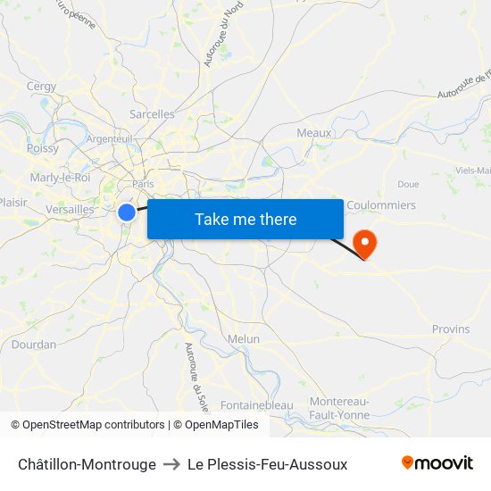Châtillon-Montrouge to Le Plessis-Feu-Aussoux map