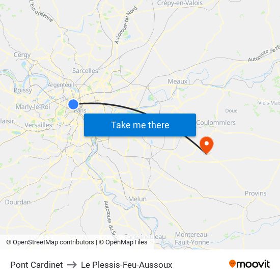 Pont Cardinet to Le Plessis-Feu-Aussoux map