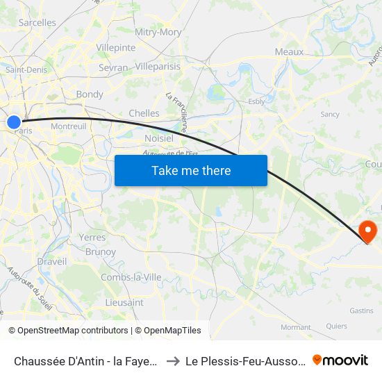 Chaussée D'Antin - la Fayette to Le Plessis-Feu-Aussoux map