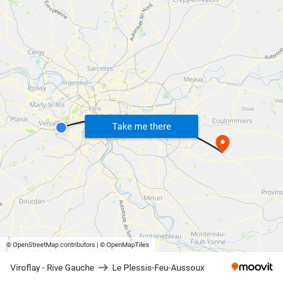 Viroflay - Rive Gauche to Le Plessis-Feu-Aussoux map