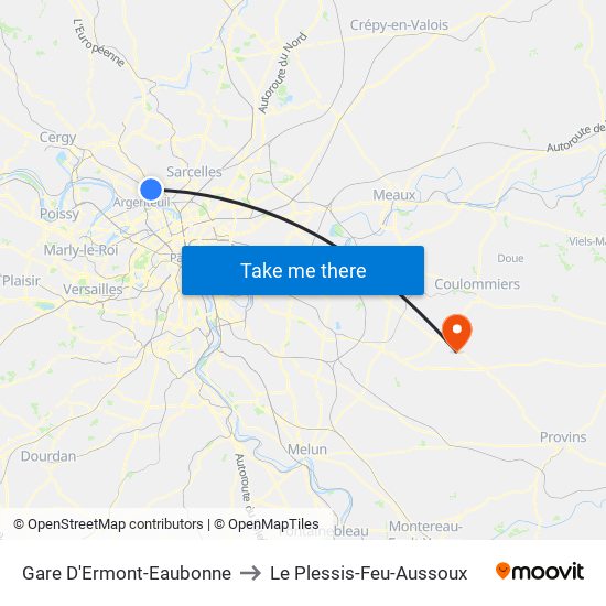 Gare D'Ermont-Eaubonne to Le Plessis-Feu-Aussoux map