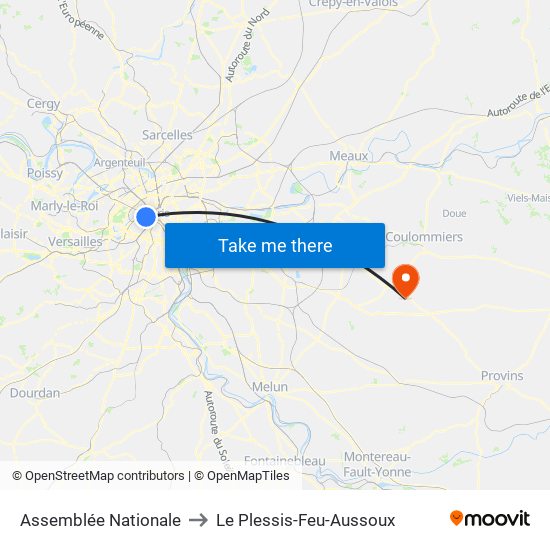 Assemblée Nationale to Le Plessis-Feu-Aussoux map