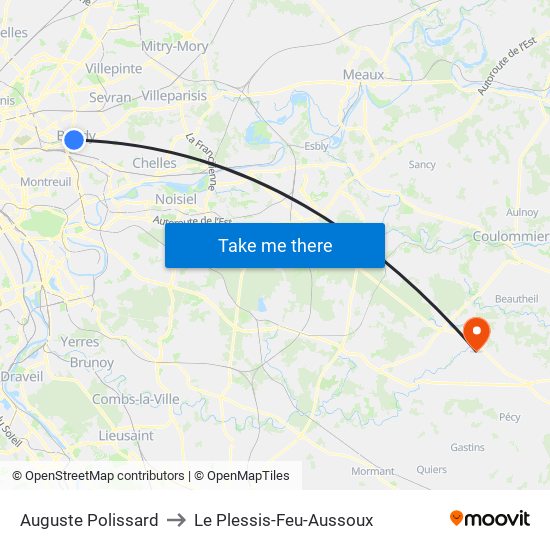 Auguste Polissard to Le Plessis-Feu-Aussoux map