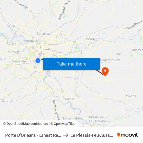Porte D'Orléans - Ernest Reyer to Le Plessis-Feu-Aussoux map